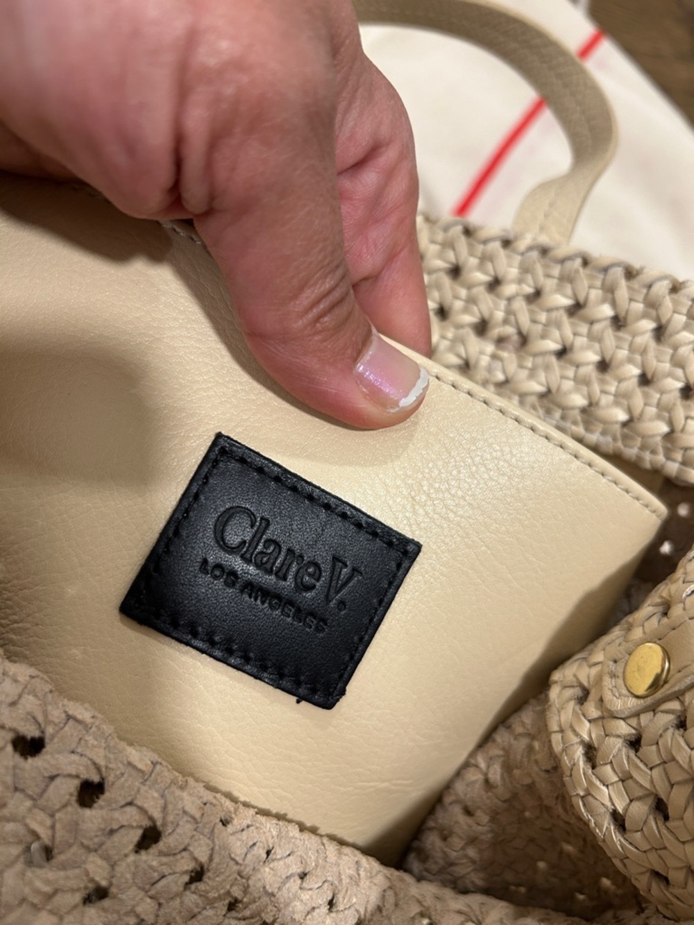 Clare V Petit Simple Tote Cream Rattan Woven Leather Crossbody Summer Bag NWT - Picture 8 of 9
